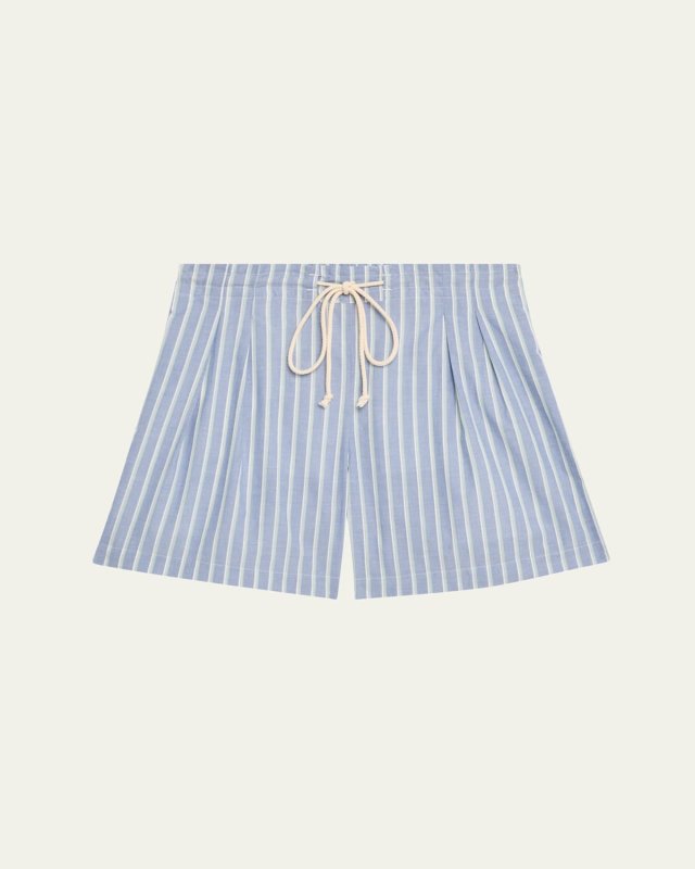 Drawstring Striped Organic Cotton Shorts